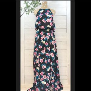 Show Me Your Mumu Halter Black Floral Maxi Dress